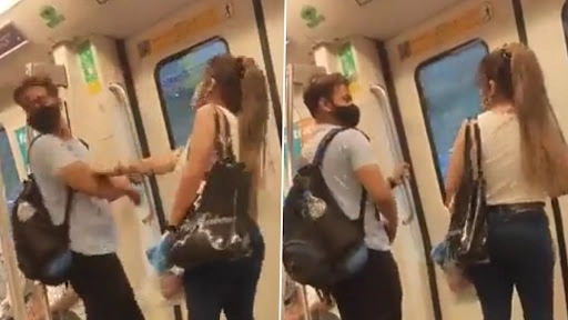 दिल्ली मेट्रो में गिफ्ट को लेकर बहस के बाद लड़की ने बॉयफ्रेंड को मारा थप्पड़, कैमरे में कैद हुआ हाई-वोल्टेज ड्रामा
