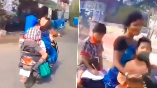 Viral Video: स्कूल जाने के दौरान स्कूटी पर पीछे बैठकर होमवर्क करते बच्चे का क्लिप वायरल, देखें वीडियो
