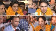 जीत के बाद लौटे भारतीय मुक्केबाजों का दिल्ली हवाईअड्डे पर गर्मजोशी से स्वागत