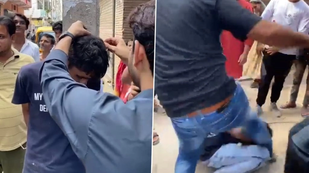 पानी की मोटर चुराते पकड़ा गया युवक, भीड़ ने की पिटाई, सिर मुंडवाया- Watch Viral Video