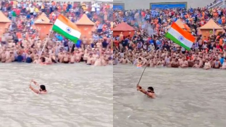 Viral Video: हरिद्वार में हर की पौड़ी घाट पर गंगा नदी के भीतर शख्स ने फहराया तिरंगा, वीडियो हुआ वायरल