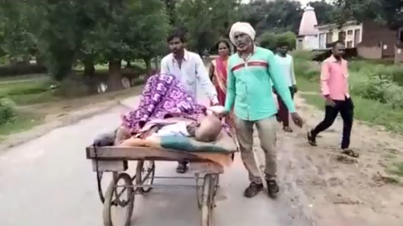 बेटे ने बीमार मां को ठेले पर अस्पताल पहुंचाया, रास्ते में महिला की मृत्यु