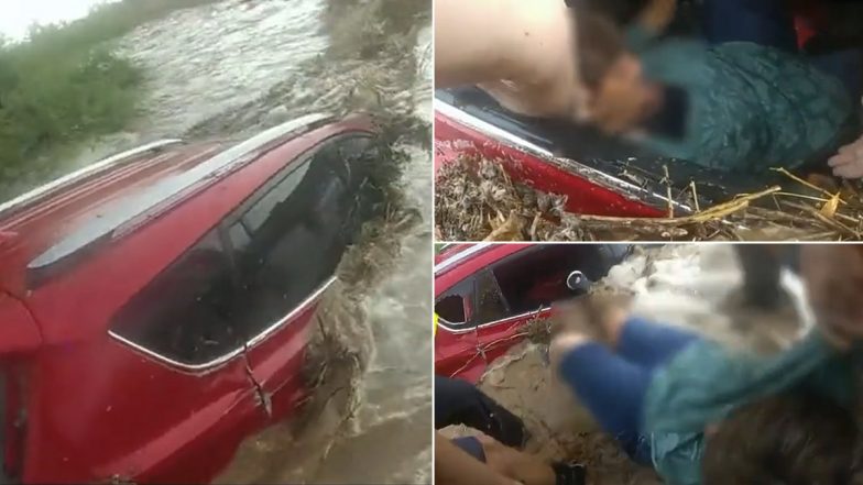 Viral Video: बाढ़ के बीच फ़रिश्ता बनी पुलिस, कार के अंदर फंसी महिला को किया Rescue