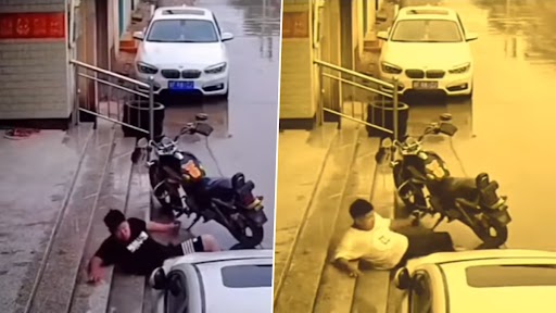 Funny Video: सीढ़ियां उतरते समय धड़ाम से गिरा शख्स, कपड़े बदलने के बाद भी दोबारा फिसला, देखें वीडियो