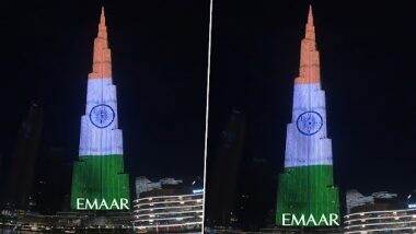 Tiranga on Burj Khalifa! स्वतंत्रता दिवस समारोह पर भारतीय राष्ट्रीय ध्वज के रंगों से रोशन हुई दुनिया की सबसे ऊंची इमारत, देखें वीडियो