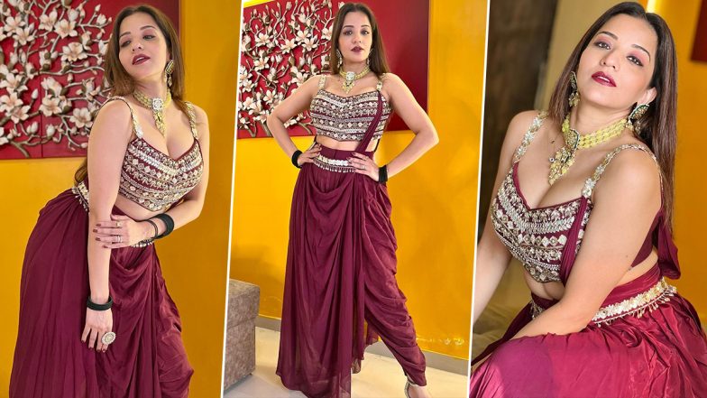 Monalisa Hot Photos: भोजपुरी हसीना मोनालिसा ने मरून ड्रेस में लगाया हॉटनेस का तड़का, फोटोज ने मचाया तहलका