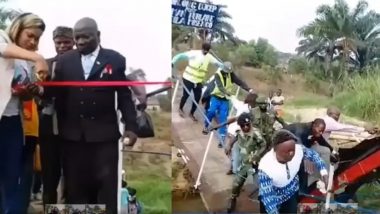 VIDEO VIRAL: नेता के फीता काटते ही भरभराकर गिर गया नया पुल, वीडियो में देखें यह हादसा
