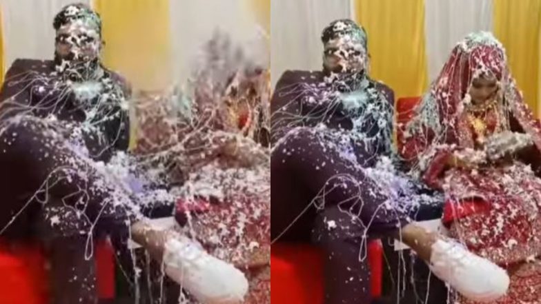 दोस्तों ने स्टेज पर कर दिया दूल्हा-दुल्हन से ऐसा भद्दा मजाक, खराब हो गए कपल के कपड़े (Watch Viral Video)