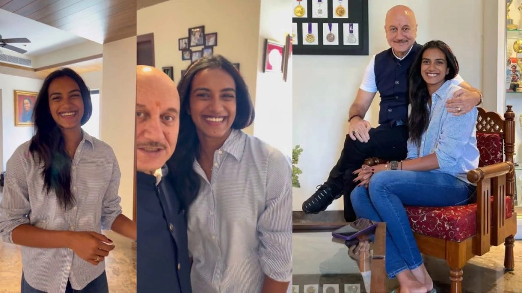 सिंधु के घर पहुंचे अनुपम खेर, उसकी ट्रॉफियों, पदकों से अभिभूत हुए