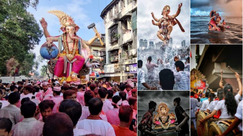 Ganesh Visarjan Video: मुंबई में नम आंखों से गणपति बप्पा की विदाई, विसर्जन के दौरान भक्ति के रंग से सराबोर हुआ शहर