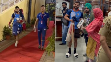 Ind vs Aus T20: मोहाली में विराट कोहली को महिला फैन ने दी हाथ से बनी तस्वीर, पूर्व कप्तान ने ऐसे किया रीएक्ट- Video