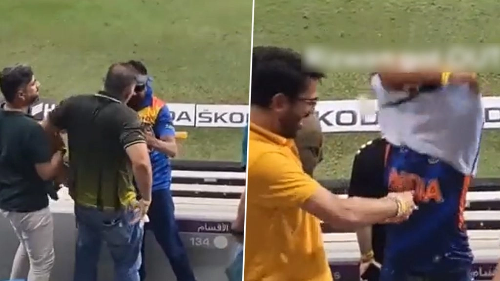 श्रीलंका बनाम पाकिस्तान एशिया कप 2022 फाइनल के दौरान भारतीय फैन ने श्रीलंका जर्सी की पहनकर पाकिस्तानी फैन को किया ट्रोल 