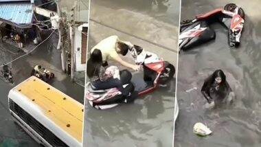 Funny Video: पानी से भरी सड़क पर गर्लफ्रेंड को स्कूटी पर बैठाकर सड़क पार कर रहा था बॉय फ्रेंड, उसके बाद जो हुआ...देखकर हो जाएंगे लोट पोट
