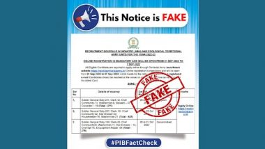 Fact Check: भारतीय प्रादेशिक सेना ने विभिन्न पदों के लिए आवेदन दिया? इंटरनेट पर वायरल हो रही है फेक रिक्रूटमेंट न्यूज