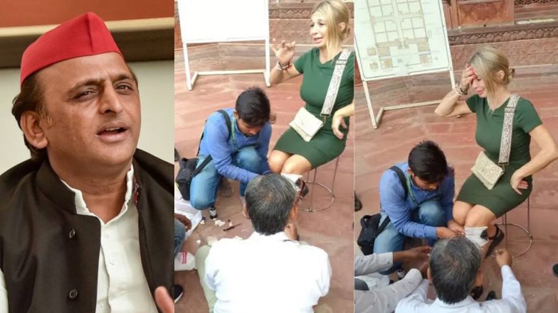 VIDEO: ताजमहल में विदेशी पर्यटक को बंदर ने काटा, अखिलेश यादव बोले- क्या बंदर ले उड़े फंड?