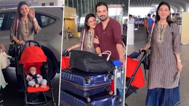 Kajal Agarwal अपने बेबी नील और पति के साथ मुंबई एयरपोर्ट पर हुईं स्पॉट, वीडियो हो रहा है वायलर (Watch Video)