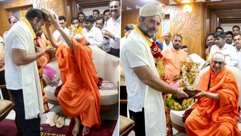 Bharat Jodo Yatra: राहुल गांधी ने मैसूर में सुत्तूर मठ के दर्शन किए, श्री शिवरात्रि देशिकेंद्र स्वामी से भी की मुलाकात