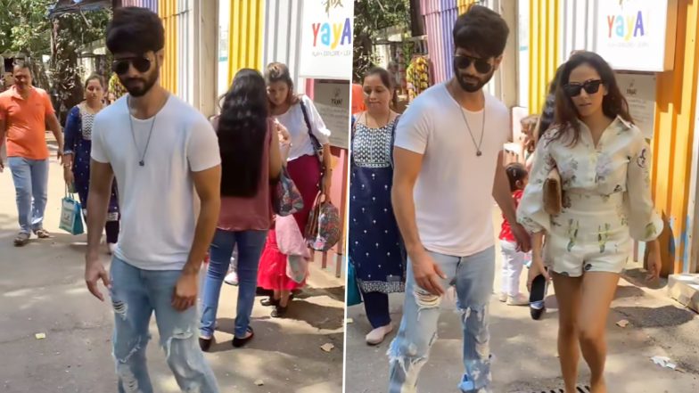 Shahid Kapoor and Mira Rajput: पत्नी के साथ जुहू में स्पॉट हुए शाहिद कपूर, मीरा राजपूत का दिखा स्टनिंग अवतार