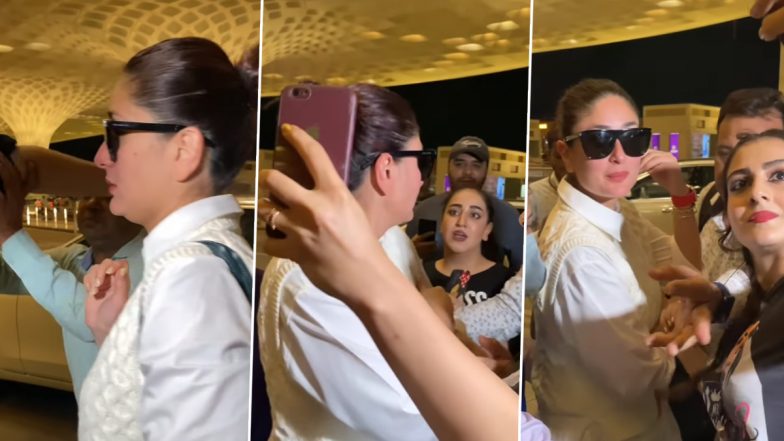 Kareena Kapoor Khan के साथ सेल्फी लेने के लिए क्रेजी हुए फैंस, एक्ट्रेस के कंधे पर हाथ रखने की कोशिश (Watch video)