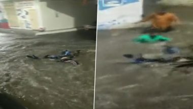 Video: हैदराबाद में भारी बारिश का कहर, बाइक के साथ बहा शख्स