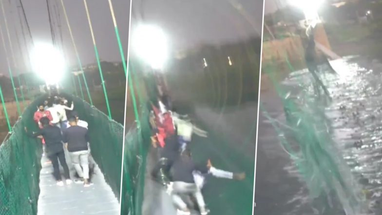 Morbi Suspension Bridge Collapse Video: मोरबी ब्रिज हादसे का CCTV फुटेज आया सामने, कुछ ही सेकेंड में नदी में समा गए सैकड़ों लोग