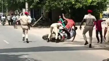 VIDEO: पुलिस की खतरनाक चेकिंग! बिना हेलमेट देख पहले मारी लाठी... फिर धक्का देकर स्कूटी सवार को सड़क पर गिराया