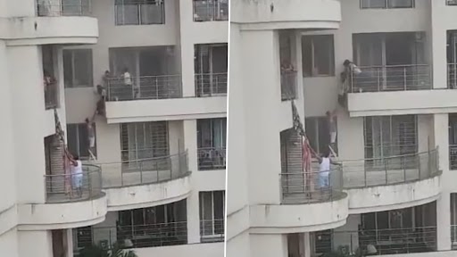 Video: कल्याण में एक इमारत में आग लगने के बाद साड़ियों के सहारे लोगों ने बचाई जान, देखें भयावह वीडियो