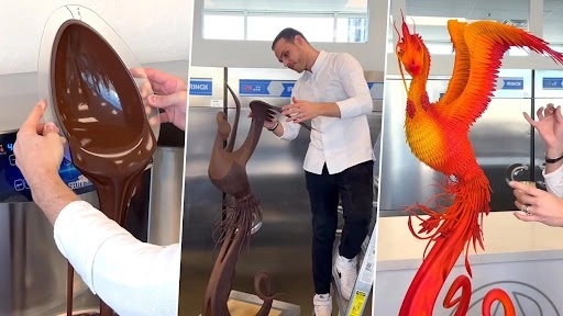 दो हजार चॉकलेट से शेफ ने बनाया फिनिक्स पक्षी, वीडियो देख हो जाएंगे मंत्रमुग्ध