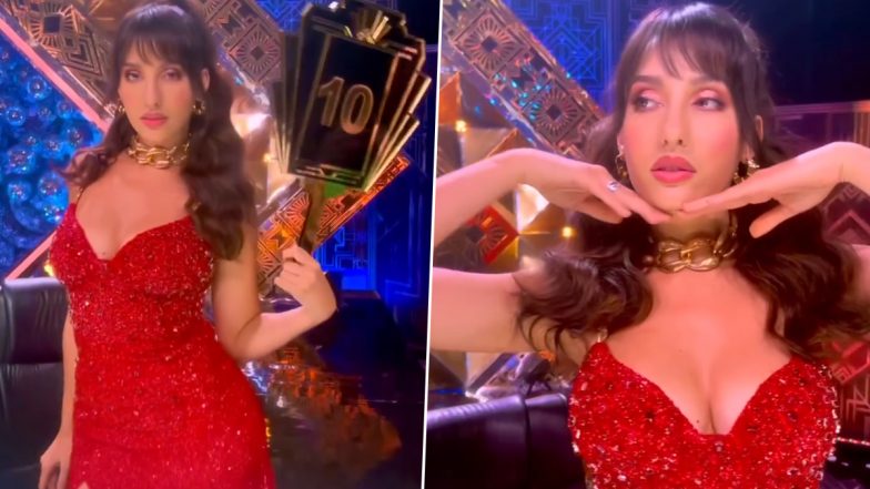 Nora Fatehi ने डीप नेक हॉट बॉडीकॉन ड्रेस पहन बढ़ाया तापमान, एक्ट्रेस की दिलकश अदाएं जीत लेंगी आपका दिल (Watch Video)