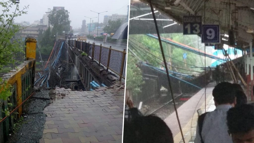 पुल गिराने की प्रक्रिया के दौरान पुल का हिस्सा ढहने से ‘एक्सक्वेटर’ और चालक नदीतल में गिरे