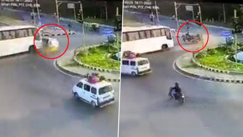 Video: गुजरात के गांधीनगर में बस ने स्कूल वैन को मारी टक्कर, कई बच्चे जख्मी