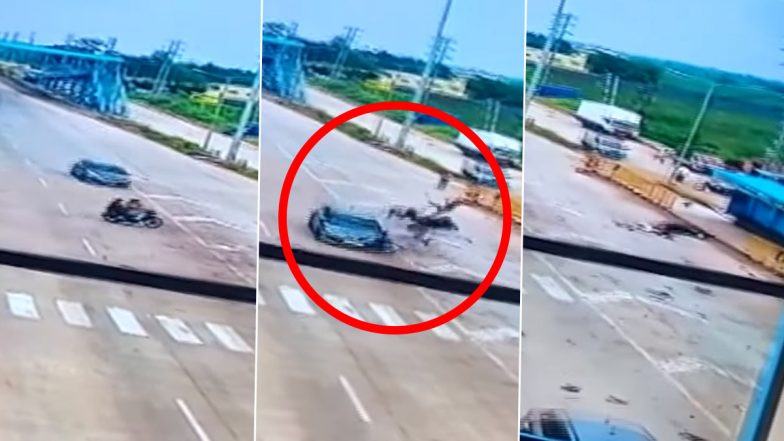 Video: तेज रफ्तार कार की चपेट में आने से बाइक के उड़े चीथड़े, CCTV में कैद हुई खौफनाक घटना