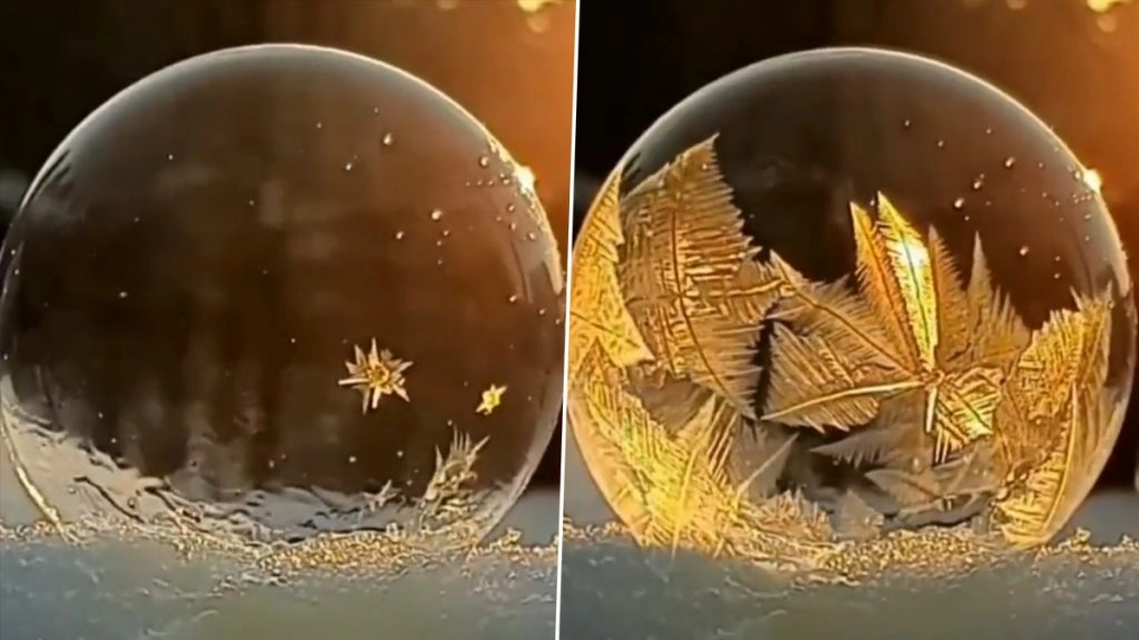 साबुन का बुलबुला देखते ही देखते बना बर्फ का गोला, Viral Video देख हैरान हुए लोग