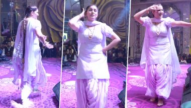Sapna Choudhary ने सूट पहनकर भरी महफिल में लगाए ठुमके, हरयाणवी अंदाज में किया धांसू डांस (Watch Video)