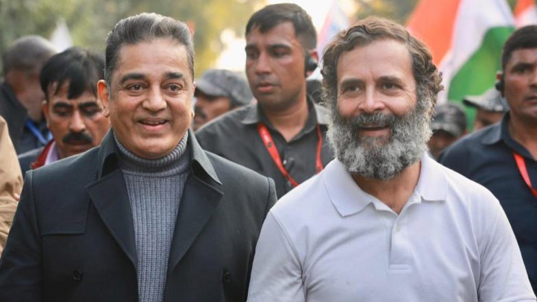 Congress की Bharat Jodo Yatra को मिला साउथ सुपरस्टार Kamal Haasan का साथ, Rahul Gandhi से मिलाया हाथ (See Pics)&nbsp;