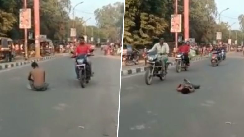 UP: ललितपुर में सदर कोतवाली के सामने बीच सड़क पर ड्रामा करता रहा शराबी, राहगीर दिखे परेशान- Watch Video