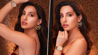 Nora Fatehi ने डीप नेक रेड टॉप पहन गिराई बिजली, एक्ट्रेस की खूबसूरती मोह लेगी आपका दिल (See Pics)