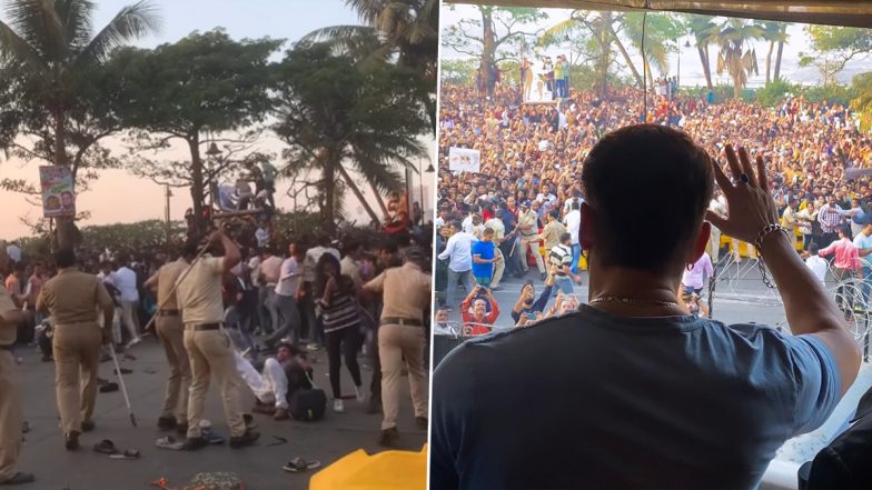 Salman Khan Birthday: सलमान खान की एक झलक देखने के लिए उमड़ी भीड़ पर पुलिस की लाठीचार्ज, भाईजान के बर्थडे पर पहुंचे थे फैंस (Watch Video)