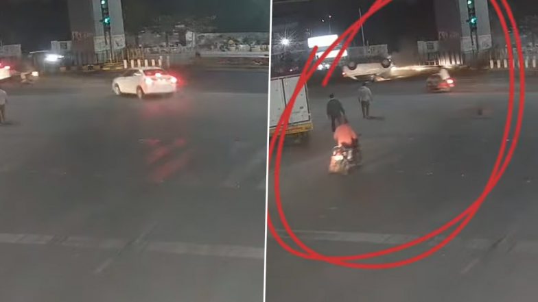 Video: शराब के नशे में गाड़ी चला रहा था शख्स, तेज रफ्तार कार डिवाइडर से टकराई; CCTV फुटेज आया सामने