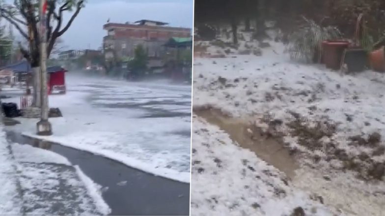 असम: डिब्रूगढ़ के कई हिस्सों में ओलावृष्टि और बर्फबारी हुई (Watch Video)