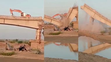 VIDEO: गुजरात में पुराना पुल तोड़ रही JCB मशीन भी ब्रिज के साथ निचे गिरी, वीडियो वायरल