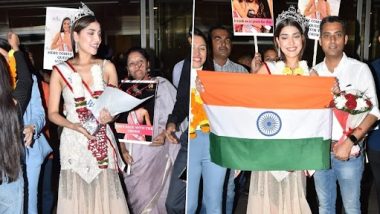 Mrs. World 2022 Sargam Koushal: अमेरिका से भारत लौटीं मिसेज वर्ल्ड सरगम कौशल, लोगों ने किया स्वागत