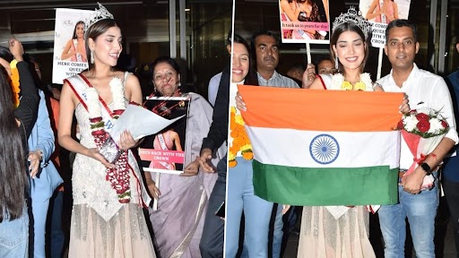Mrs. World 2022 Sargam Koushal: अमेरिका से भारत लौटीं मिसेज वर्ल्ड सरगम कौशल, लोगों ने किया स्वागत