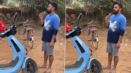 इस शख्स ने क्रिकेट कमेंट्री देने के लिए ओला इलेक्ट्रिक स्कूटर का किया इस्तेमाल, देखें वीडियो