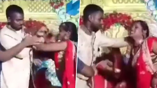 Dulha Dulhan Fight: स्टेज पर दूल्हा दुल्हन के बीच हुई जमकर मार कुटाई, नोचे एक दूसरे के बाल, देखें वीडियो