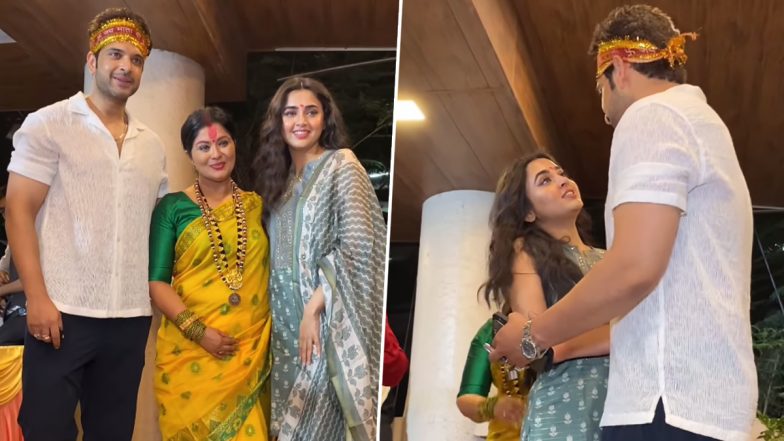 Sudha Chandran द्वारा आयोजित माता की चौकी में शामिल हुए Karan Kundrra-Tejasswi Prakash (Watch Video)