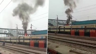 Ghaziabad Train Fire Video: गाजियाबाद रेलवे स्टेशन पर ईएमयू ट्रेन में लगी आग, जान बचाने भागे लोग, मची भगदड़