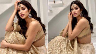 Janhvi Kapoor का गोल्डन साड़ी में दिखा स्टनिंग अवतार, एक्ट्रेस की दिलकश अदाएं मोह लेंगी आपका दिल (View Pics)