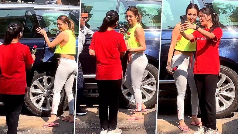 Malaika Arora Video: फैन का मलाइका अरोड़ा पर बरसा प्यार, गुलाब के फूल के साथ दी मीठी स्माइल (Watch Video)