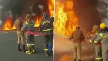 Truck Fire Video: यूपी के आगरा-लखनऊ एक्सप्रेसवे पर ट्रक में लगी आग, धू-धू कर जली